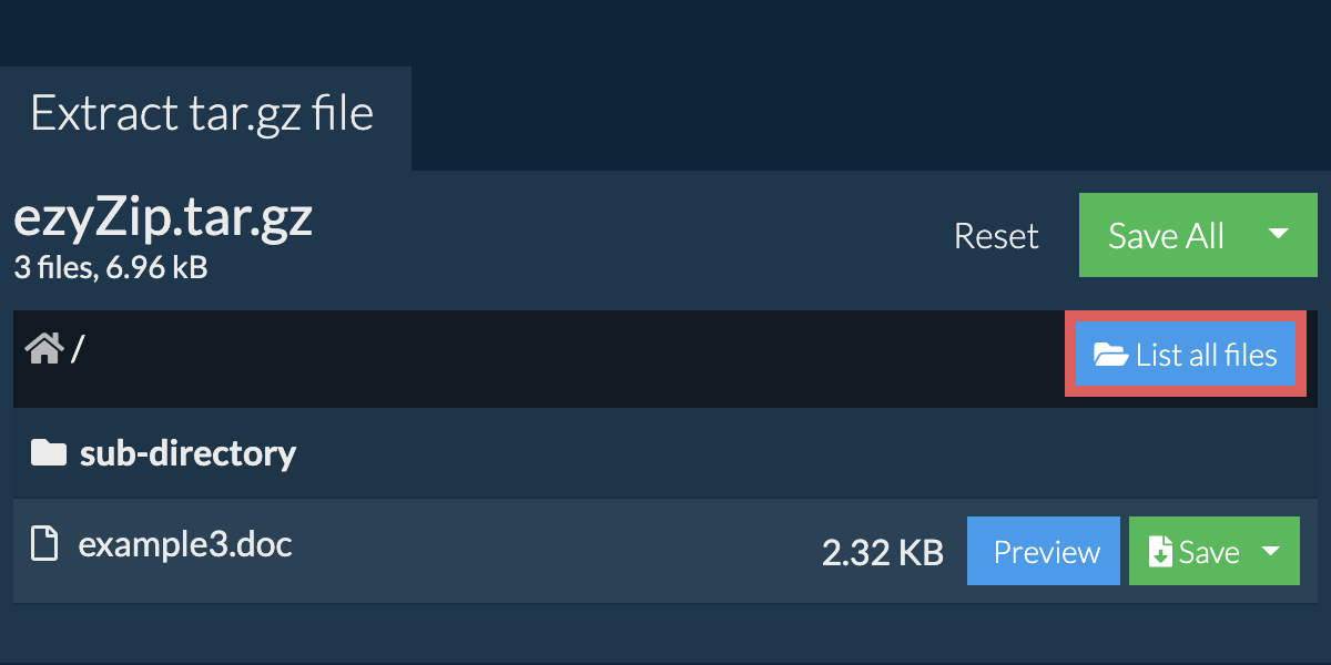 Extract TAR.GZ File Online (No limits!) ezyZip