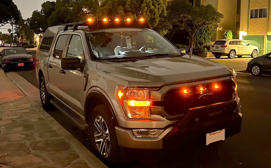 Installed Leer 180 Bed Cap, Rhino Rack Roof Rack, Clearance Lights