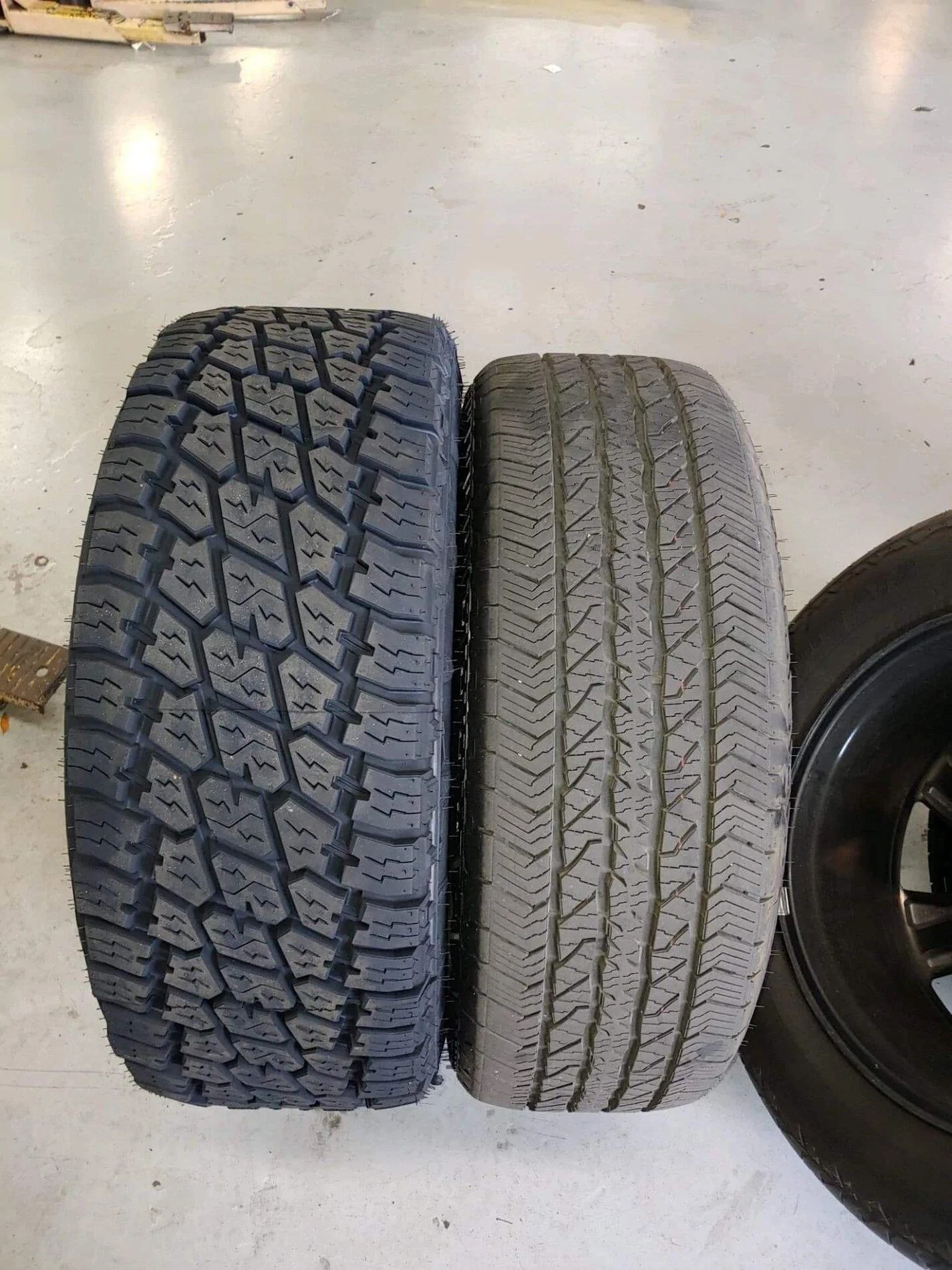 275/65/20 Nitto Ridge Grappler VS 295/60/20 Terra Grappler side by side
