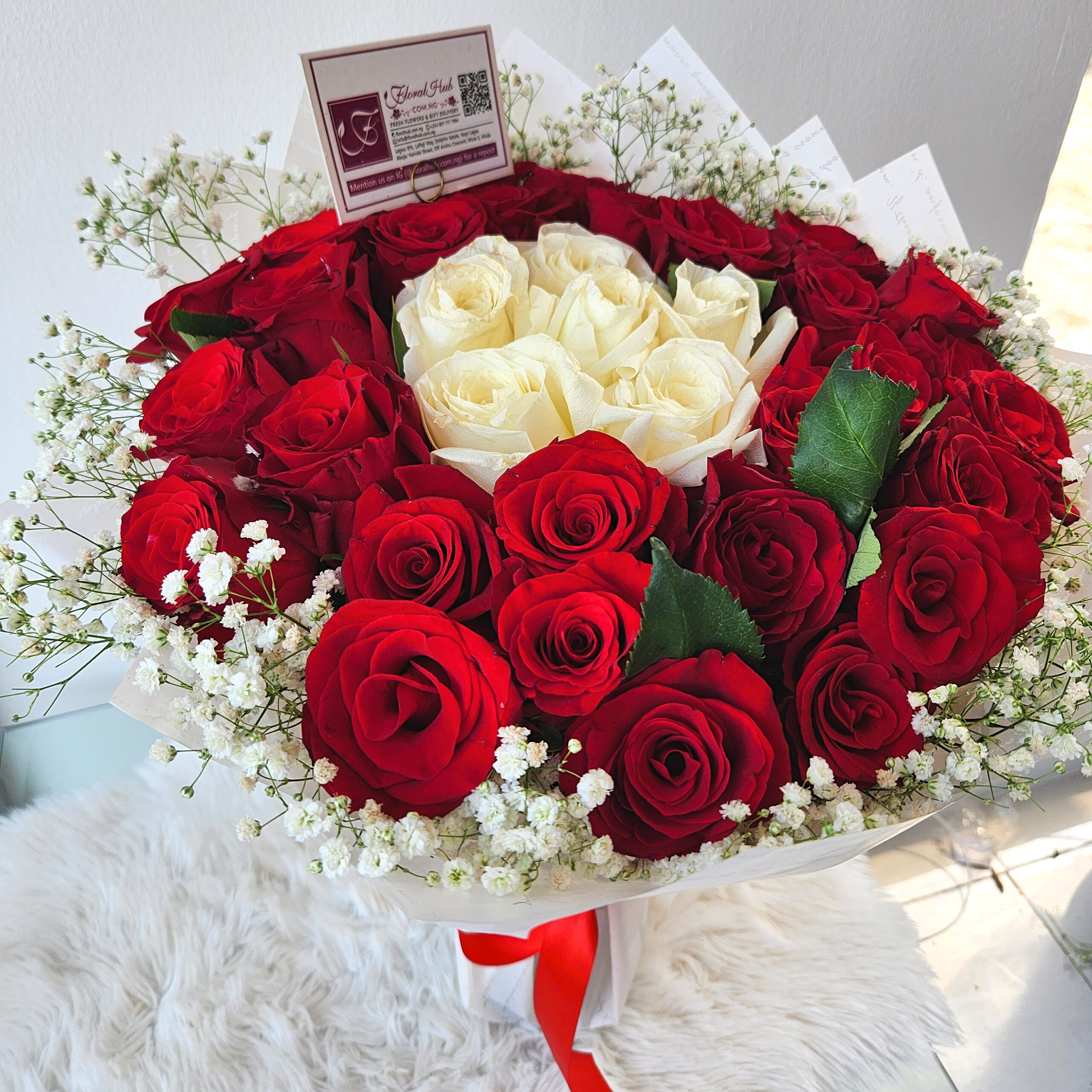 VIP Loxarre Bouquet Bouquet of Red roses and white roses with million