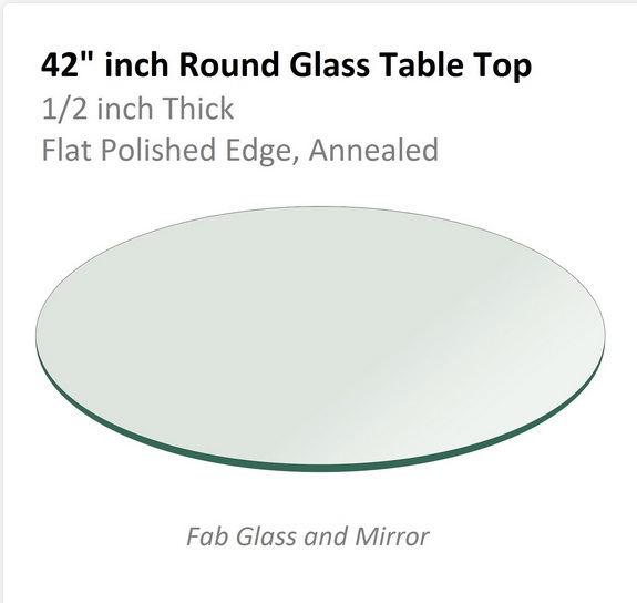 The tabletop comes with beveled edge with 3/4'' thickness and available in different sizes from 12'' to 60''. Beautify Your Interiors with 42 Inch Round Glass Table Top