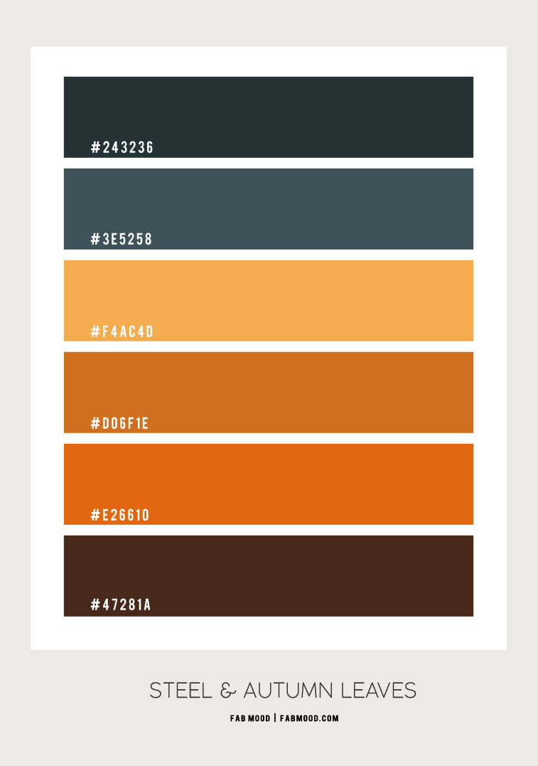Steel and Autumn Leaf Colour Scheme Colour Palette 117 1 Fab Mood