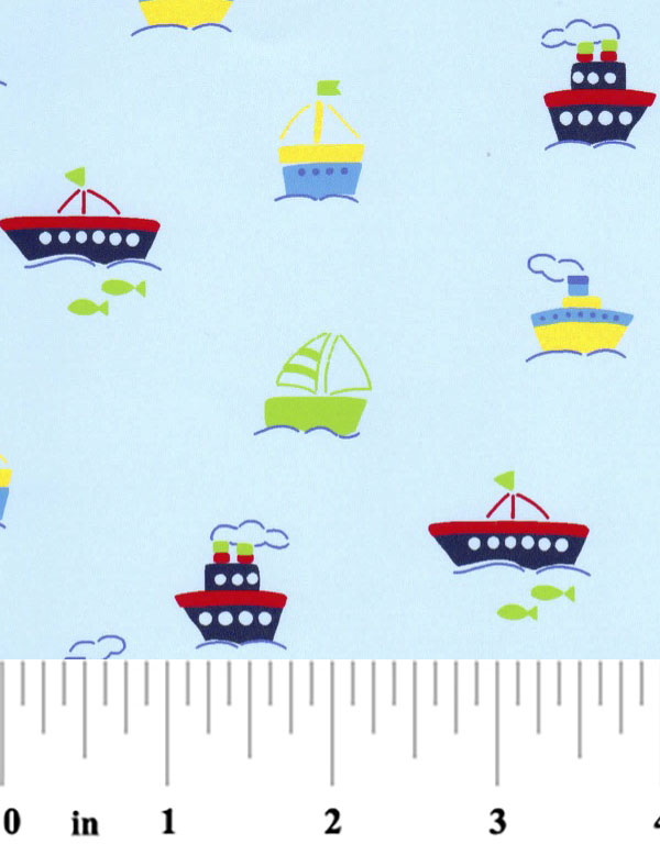 Boat Print Fabric Boats on Baby Blue Nautical Nursery Fabric 100