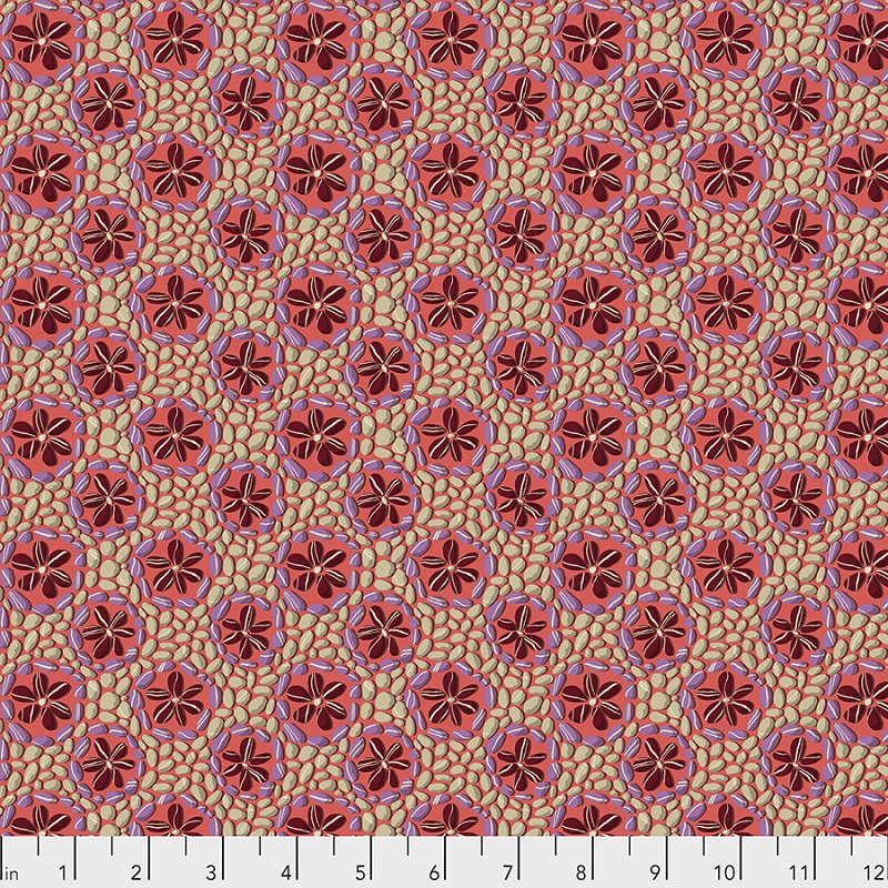 Freespirit Fabrics Land Art Stone Flowers in Rose