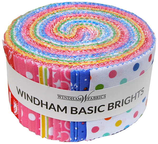 Windham BASIC BRIGHTS Precut 2.5" Fabric Quilting Strips Jelly Roll