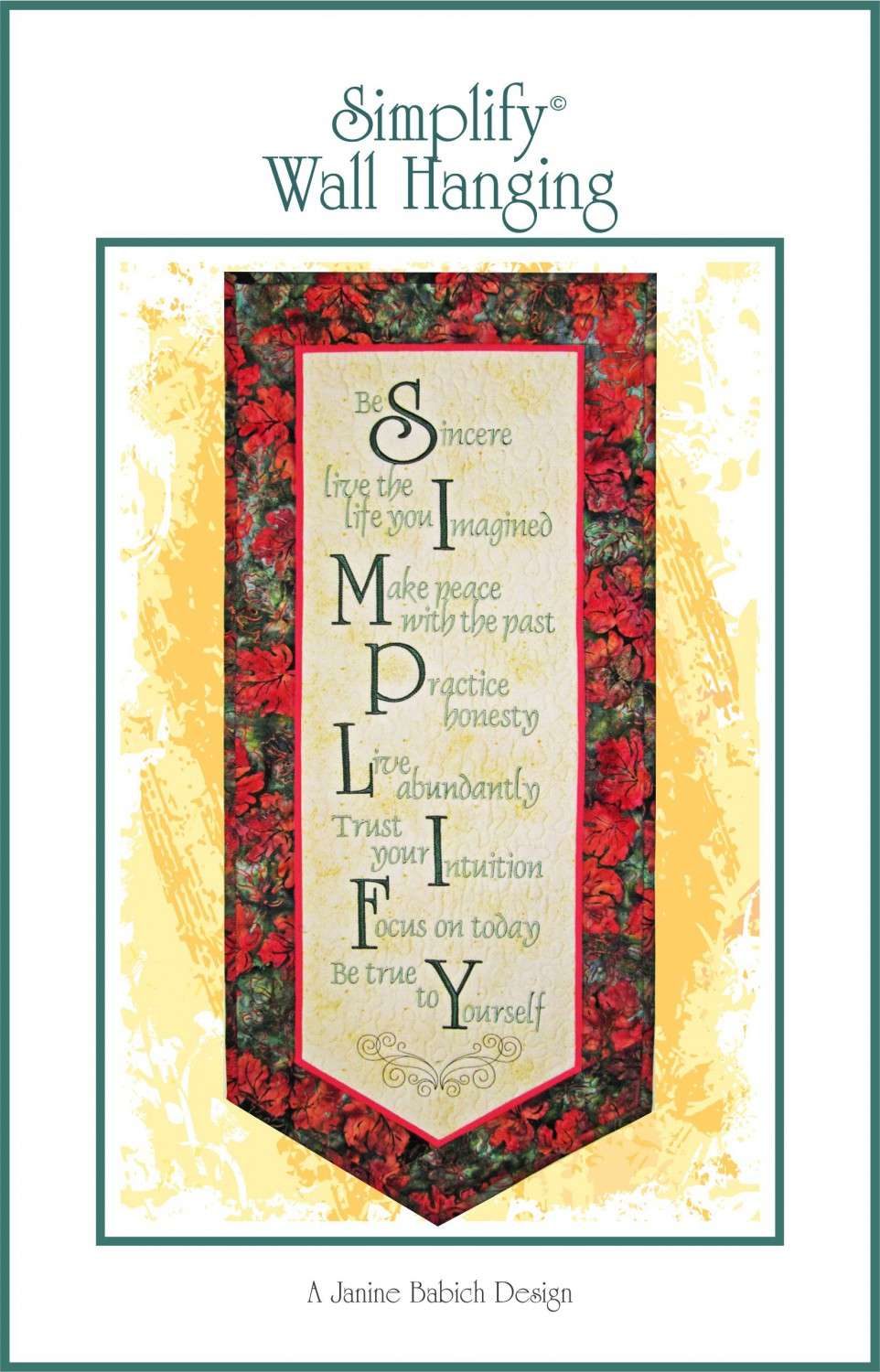 MACHINE EMBROIDERY PATTERN SIMPLIFY WALL HANGING Fabric Utopia