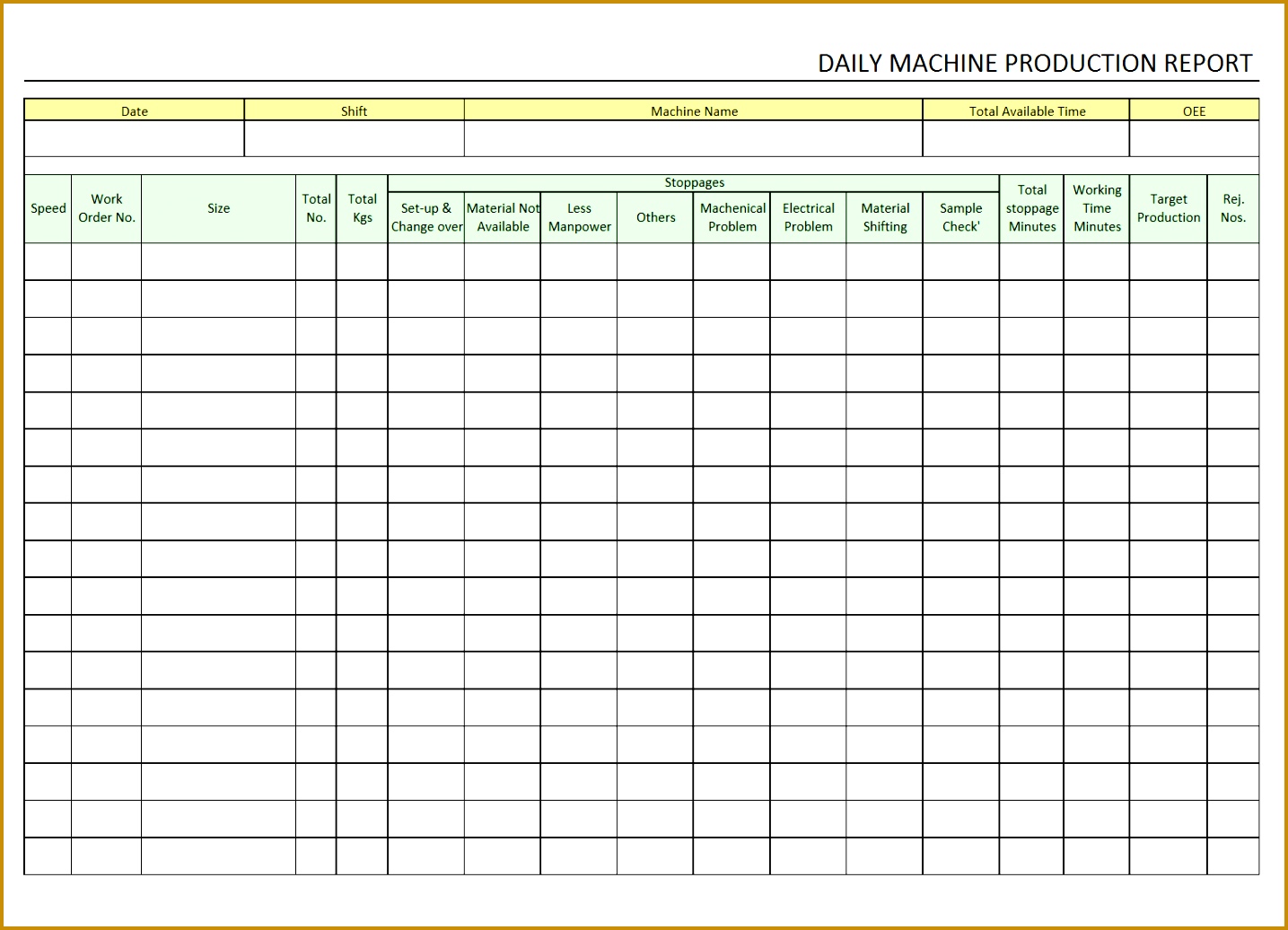 7 Daily Report format In Excel Free Download FabTemplatez