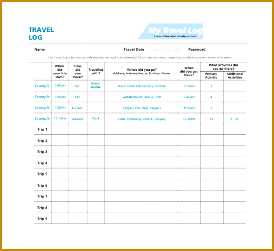 4 Vacation Log Template FabTemplatez