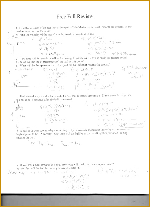 6 Velocity and Acceleration Calculation Worksheet Answers