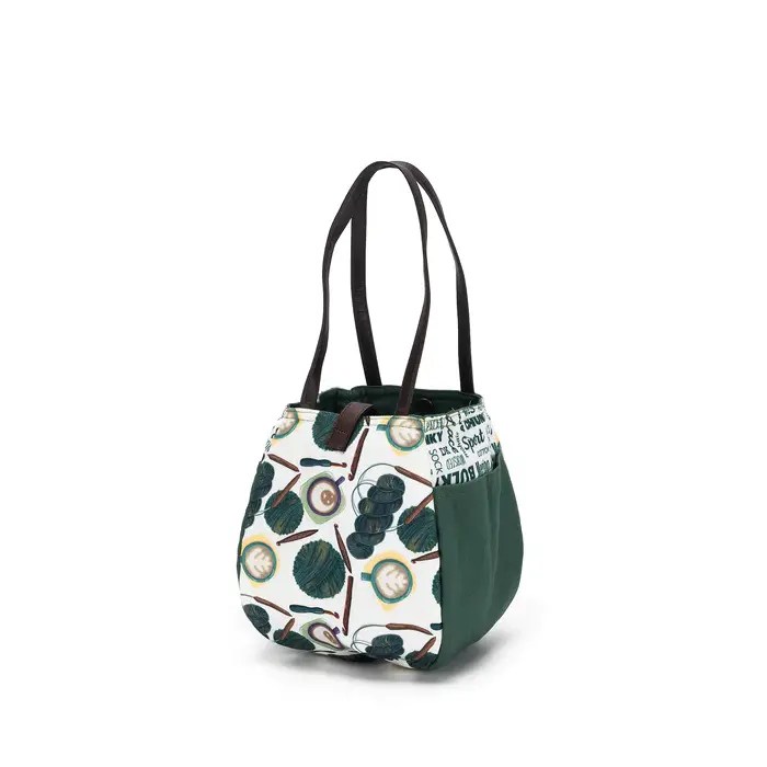 Della Q Coffee and Yarn Green Fabric Prints Rosemary Bag at Fabulous Yarn