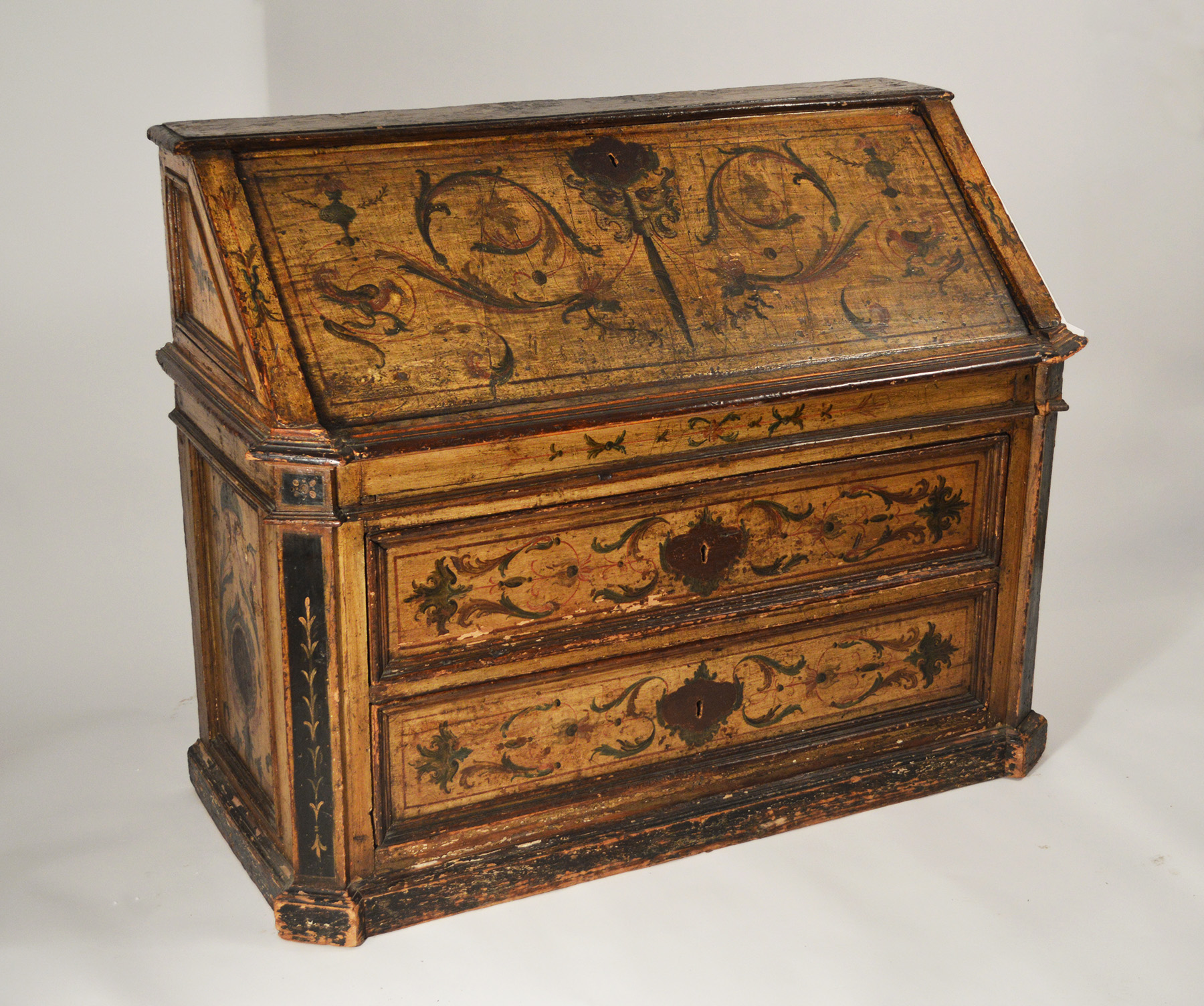 Italian, Baroque period, painted slantfront desk