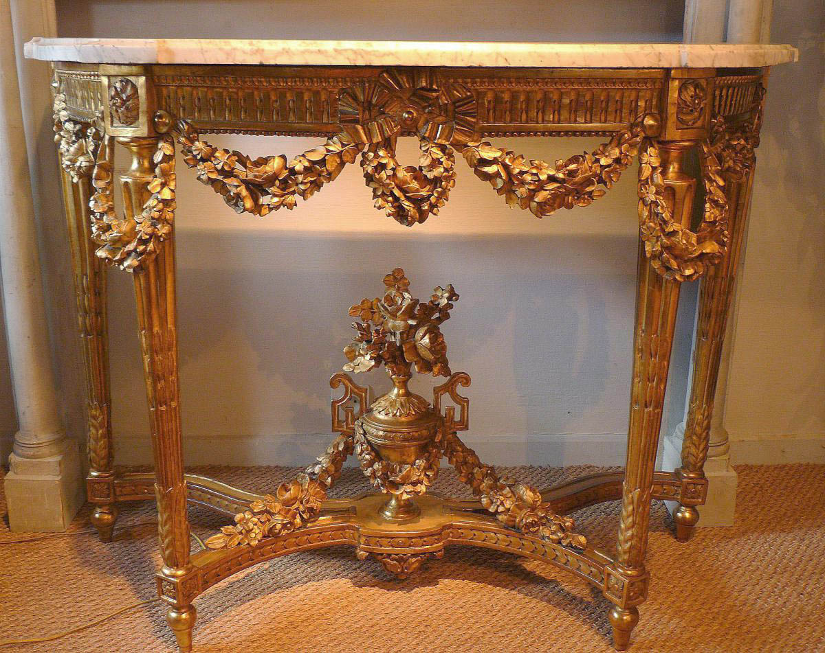 Fine, French, Louis XVI period, demilune console table