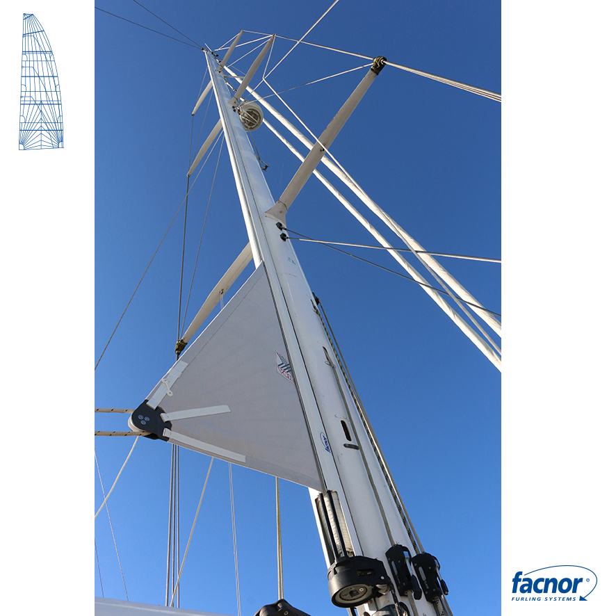 Slider fitted on halyard for CF90 Mainsail furling system Facnor