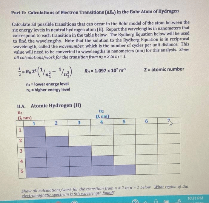 Get Answer Atomic Emission Spectra Worksheet Part I Calculations