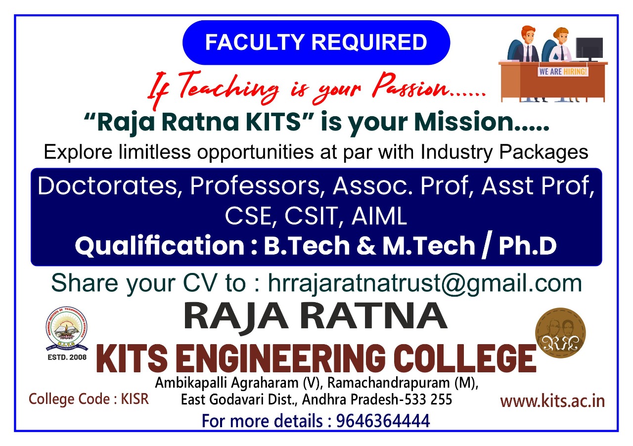 Raja Ratna KITS Engineering College, East Godavari Wanted Faculty