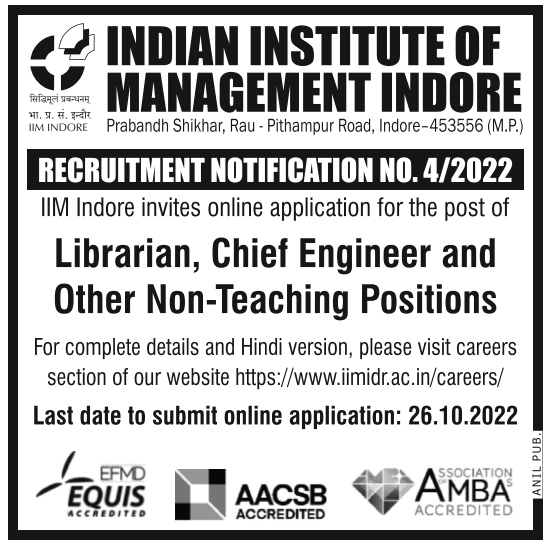 Indian Institute of Management Indore Wanted Librarian and Other Non