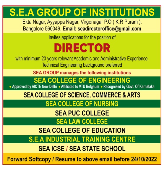 SEA Group of Institutions, Bengaluru Wanted Director FacultyPlus