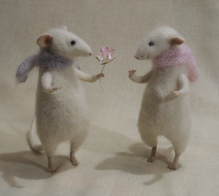 Stuffed Animals by Natasha Fadeeva rats with a rose
