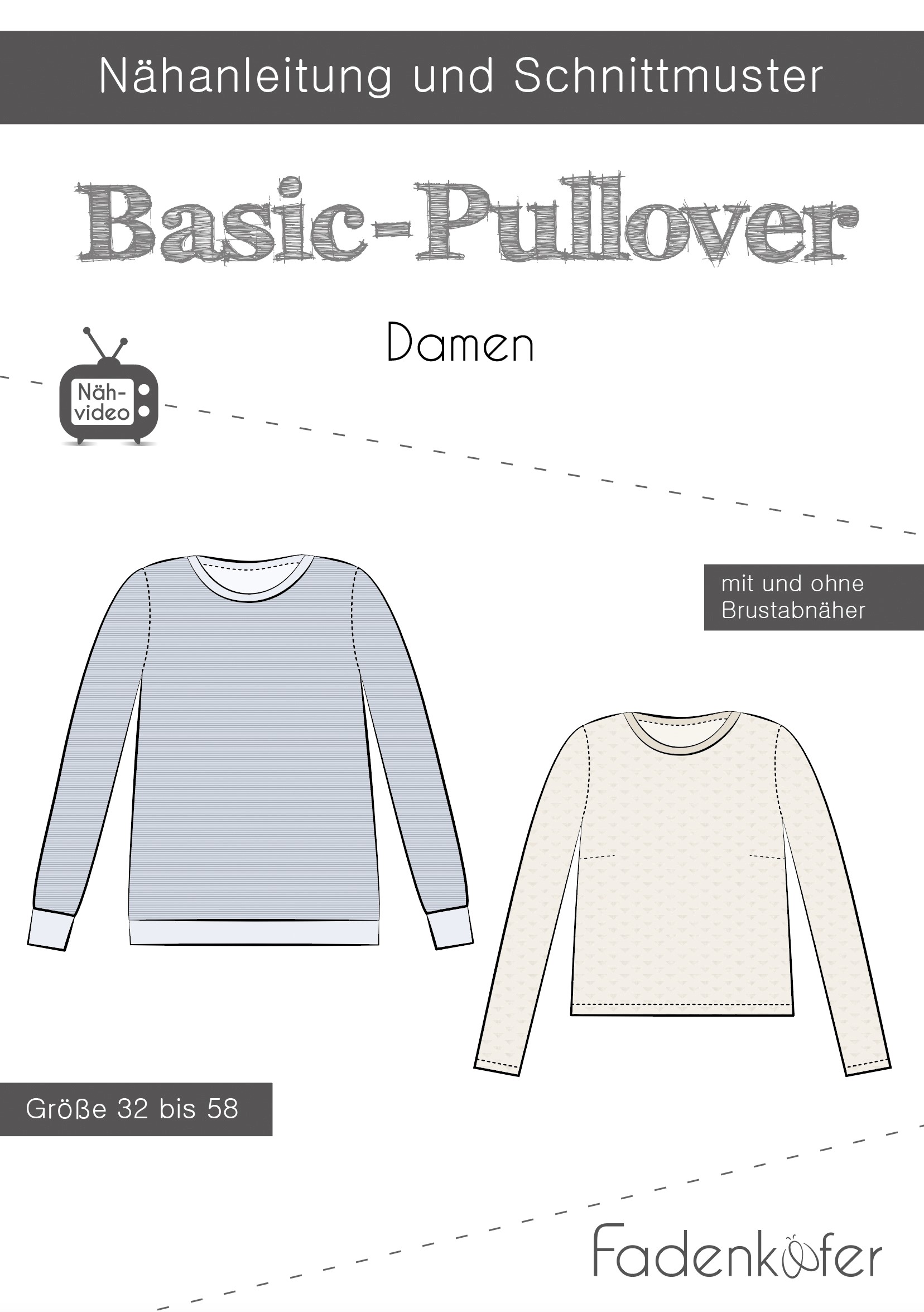 Papierschnittmuster BasicPullover Damen Fadenkäfer
