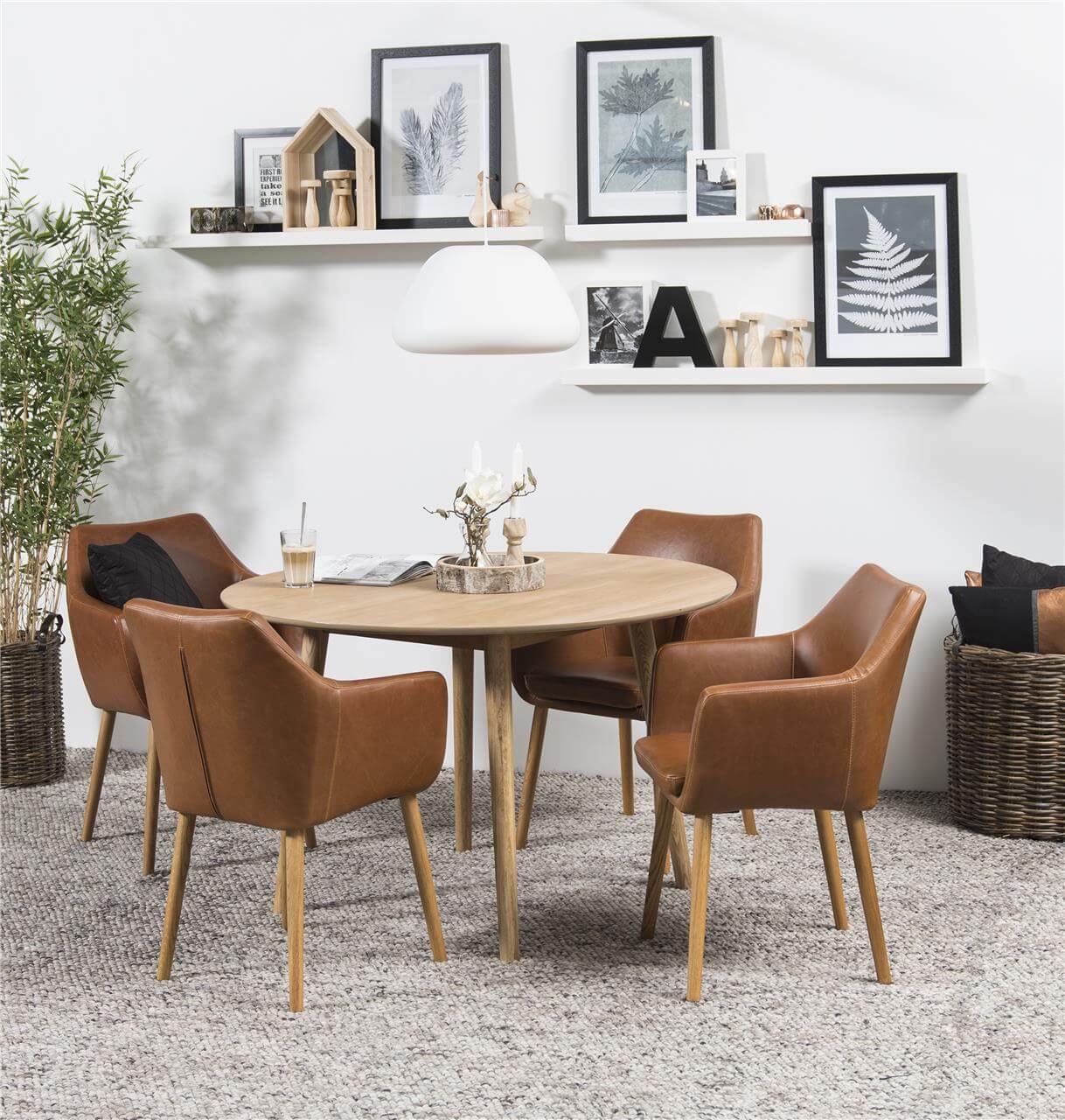 Nagano 4 Seater Round Oak Dining Table Dining Room Furniture FADS