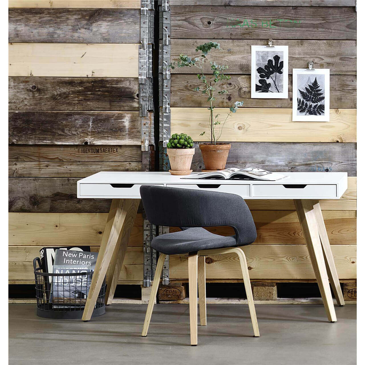 Estelle Scandinavian Style Desk White & Ash Scandi Style FADS