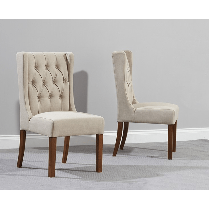 Stefini Dark Wood Dining Chairs (Pairs) Beige FADS