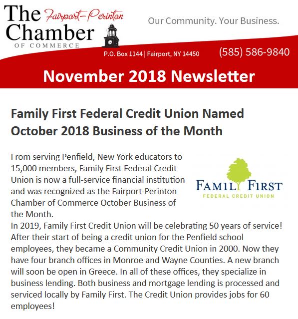 November 2018 Newsletter Fairport Perinton Chamber of Commerce