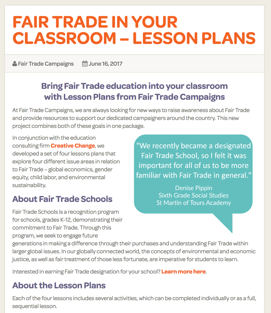 Fair Trade Lesson Plans Fair Trade Federation