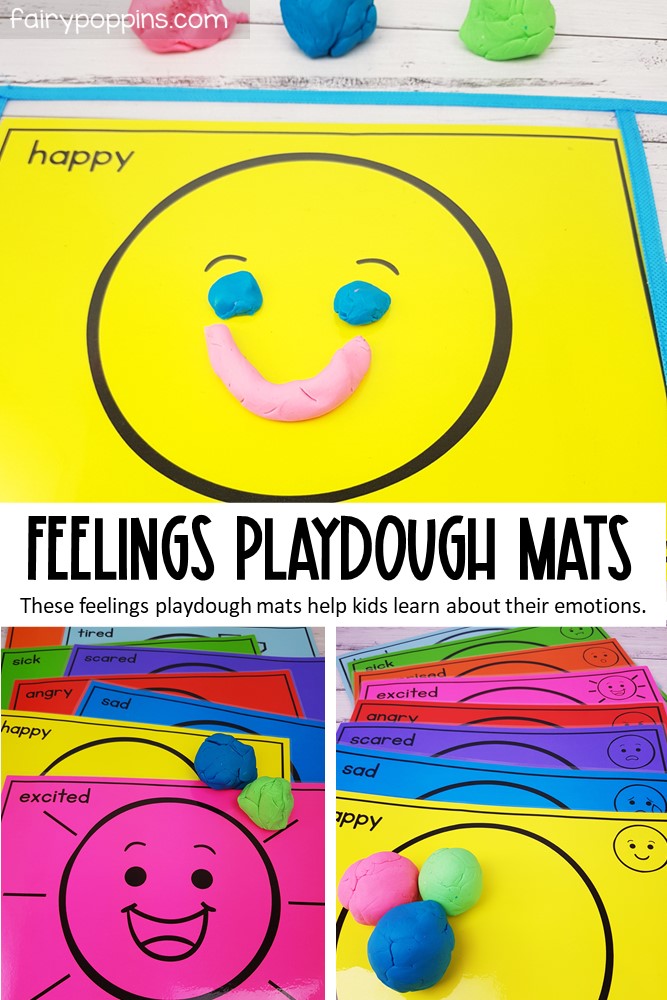 Feelings and Emotions Playdough Mats (Emojis) Fairy Poppins