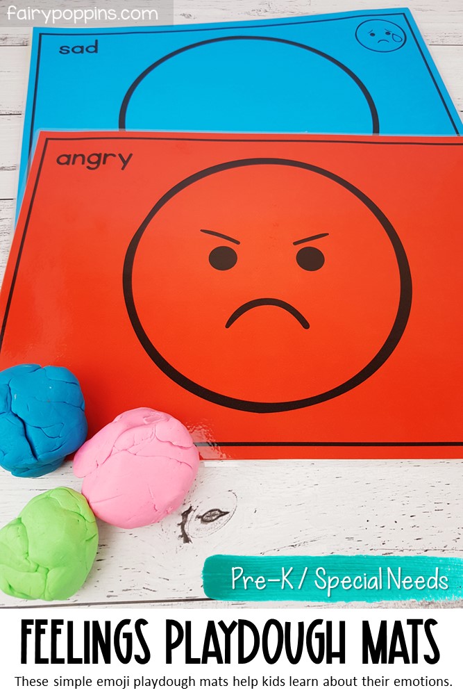 Feelings and Emotions Playdough Mats (Emojis) Fairy Poppins