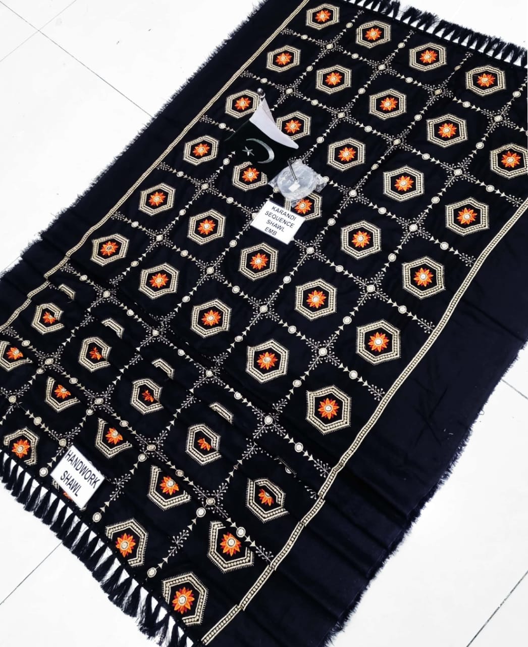 Dhanak Handmade Karandi Sequence Embroidered Shawl