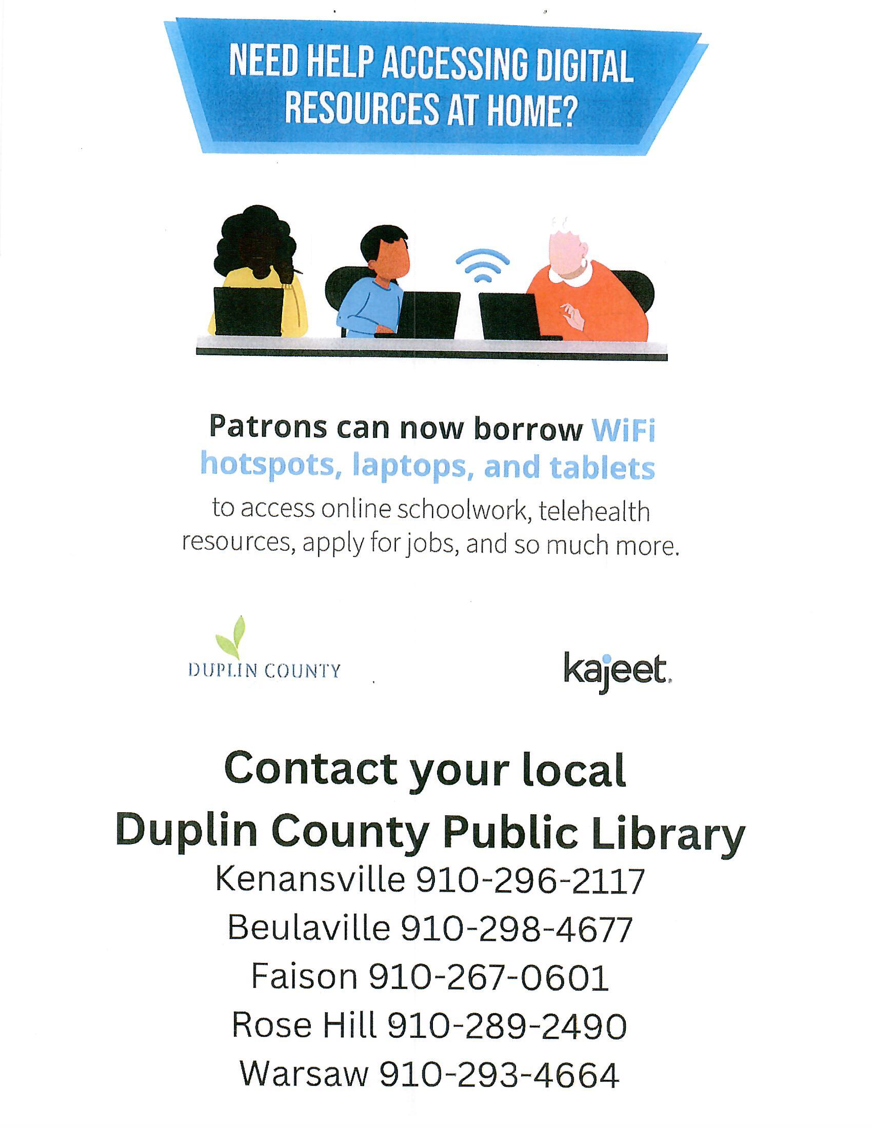 Need Help Accessing Digital Resources at Home? Contact Your Local