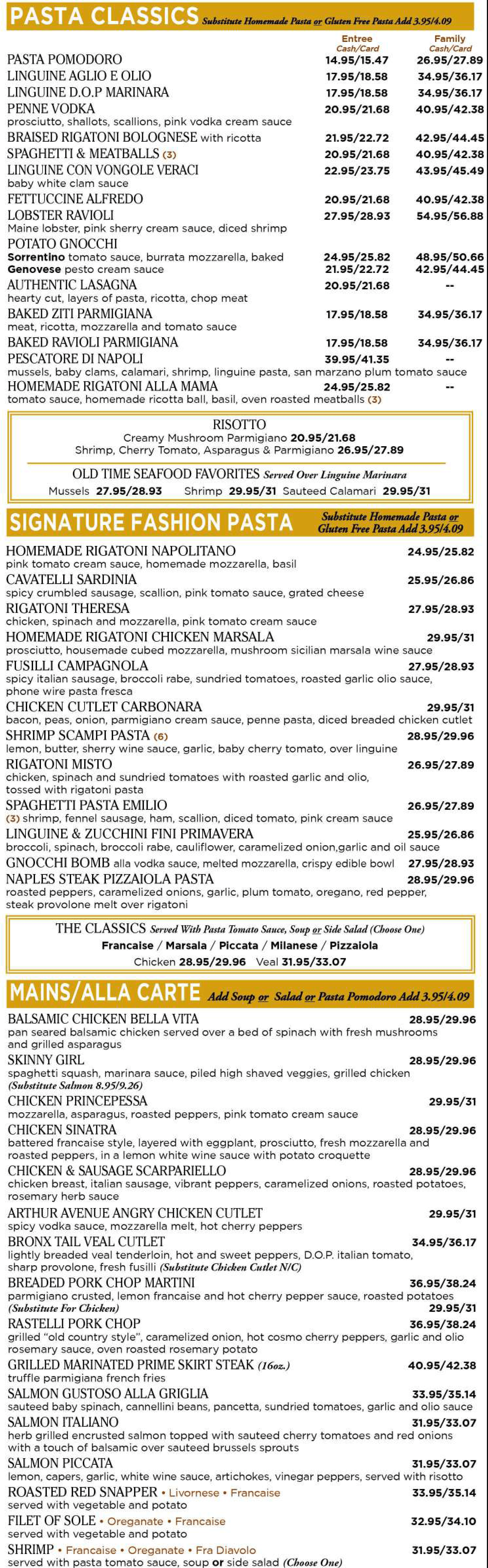 Menus Fanatico Italian Bistro & Bar Jericho (Official site)