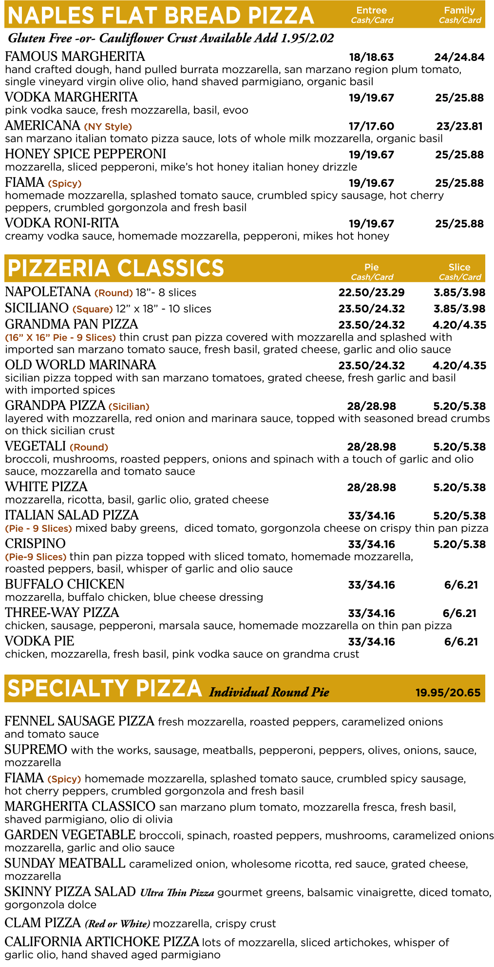 Menus Fanatico Italian Bistro & Bar Jericho (Official site)