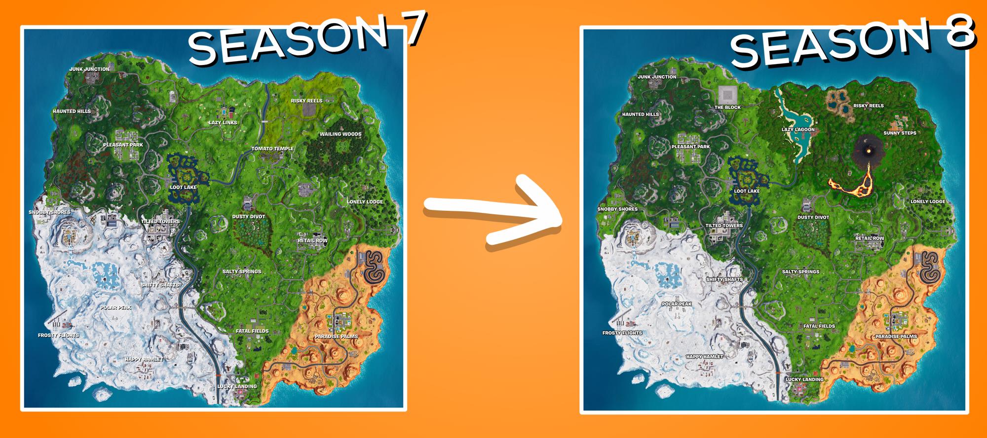 Fortnite Season 8 Guide Map Changes, Battle Pass, Skins