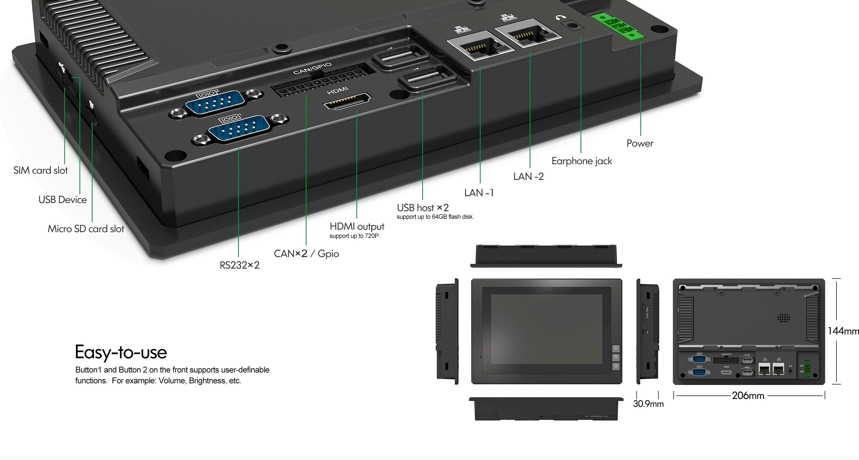 7 inch Android PoE Embedded Industrial PC Industrial Panel PC