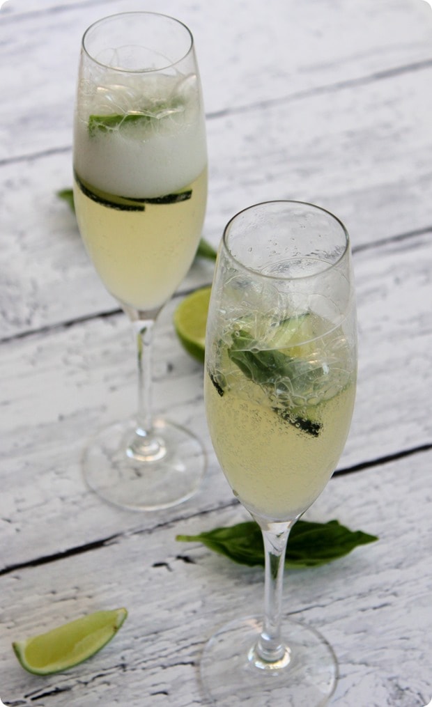 Cucumber Lime Basil Prosecco Spritzer Recipe Summer Cocktail