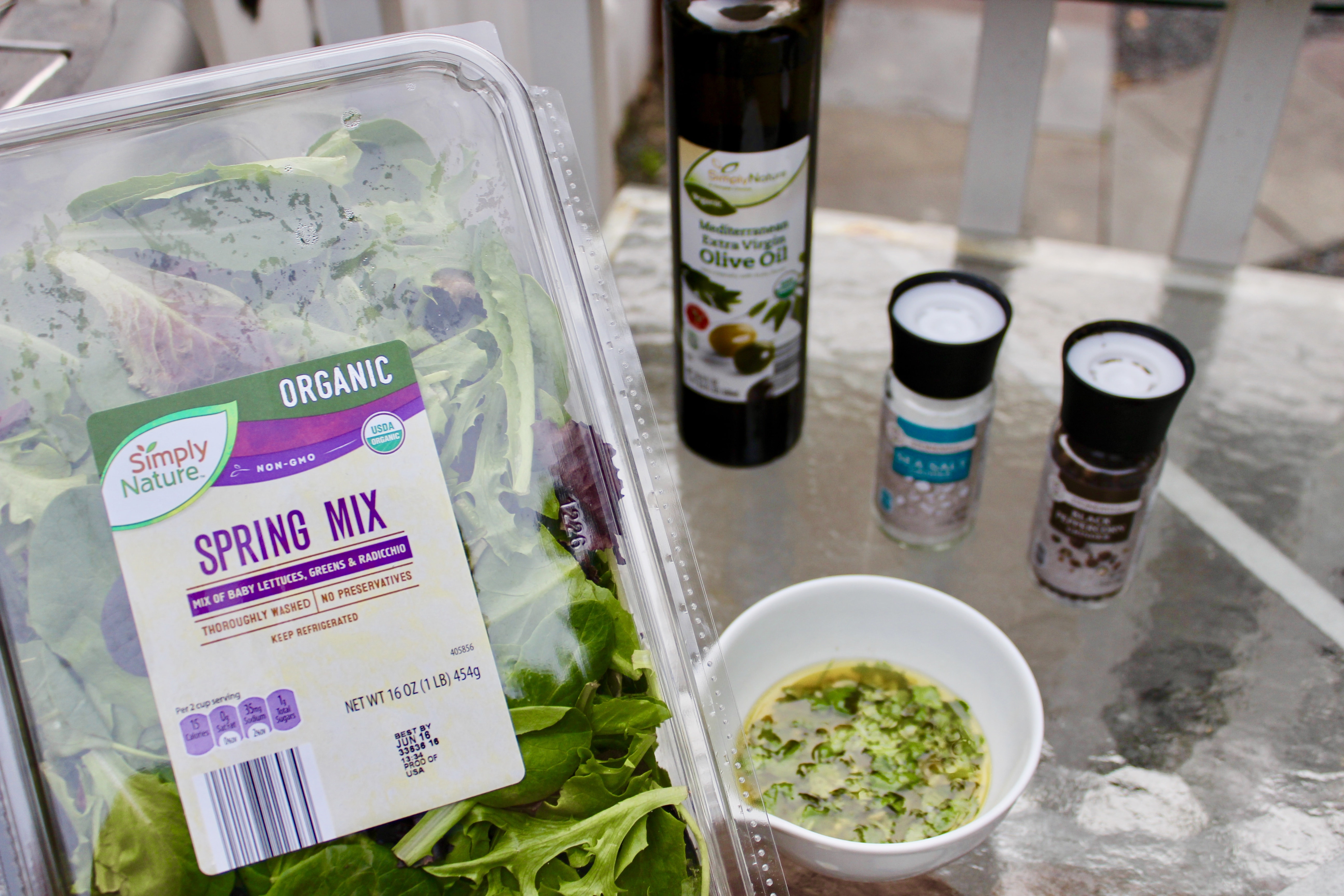 Honey Lime Chicken with Grilled Peach & Corn Salad food