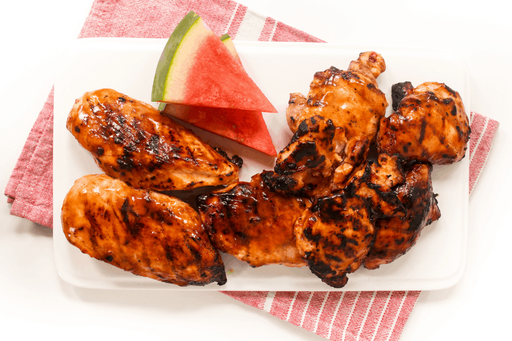 Watermelon Chicken with Balsamic Glaze food