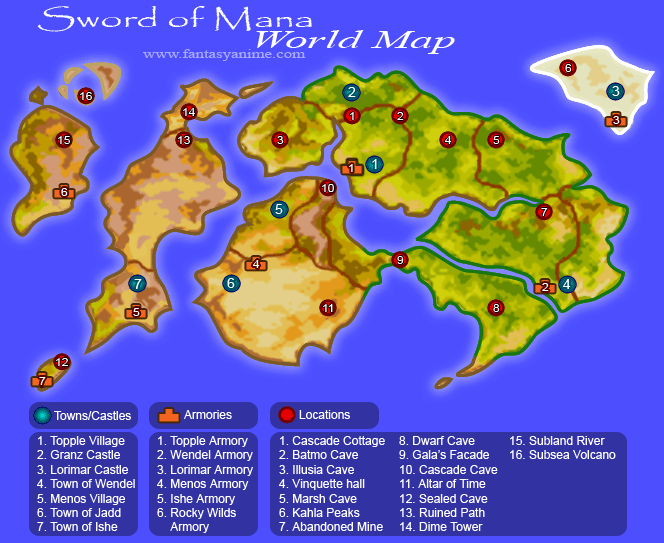 Sword of Mana Maps