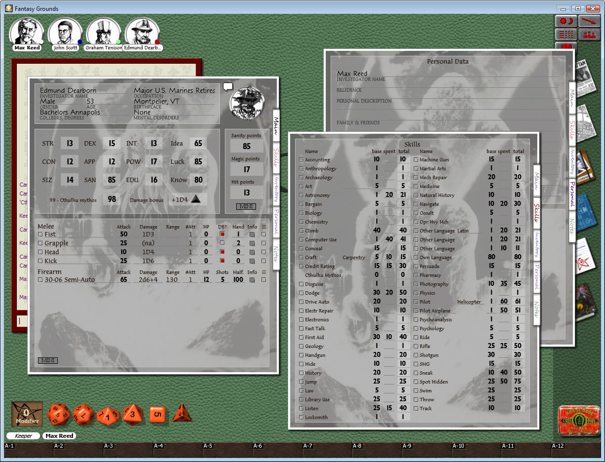 Call of Cthulhu 6E Ruleset for Fantasy Grounds for Fantasy Grounds