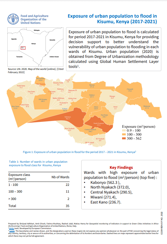Exposure of urban population to flood in Kisumu, Kenya (20172021