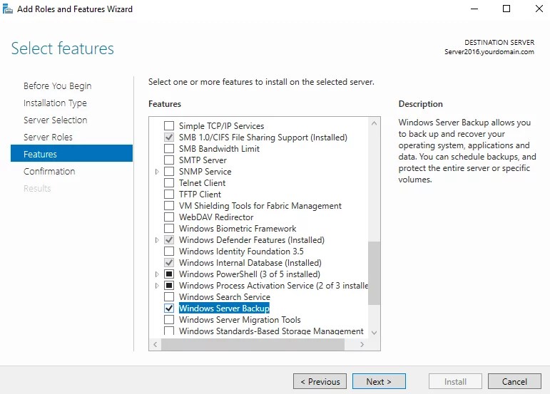 How to Configure Windows Server Backup on Windows Server 2016