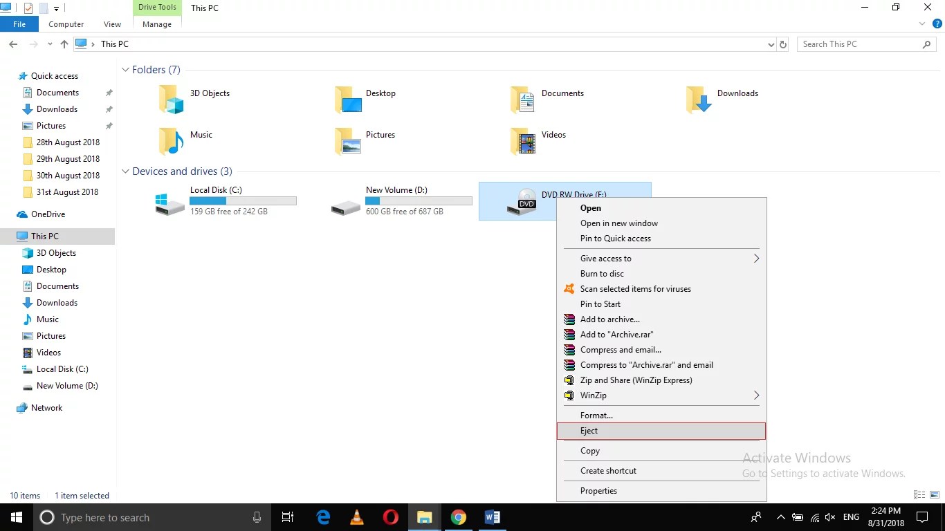 How to Eject the DVD Tray Using Windows 10