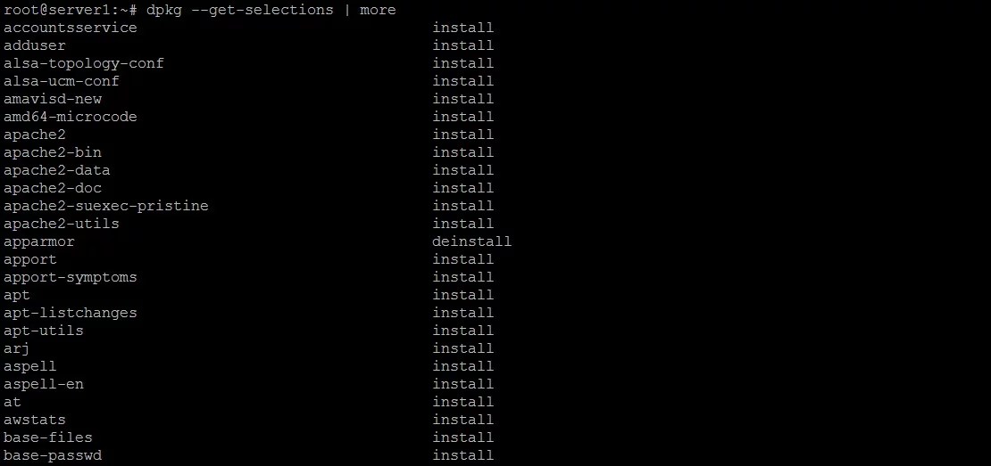How to list installed packages on Debian