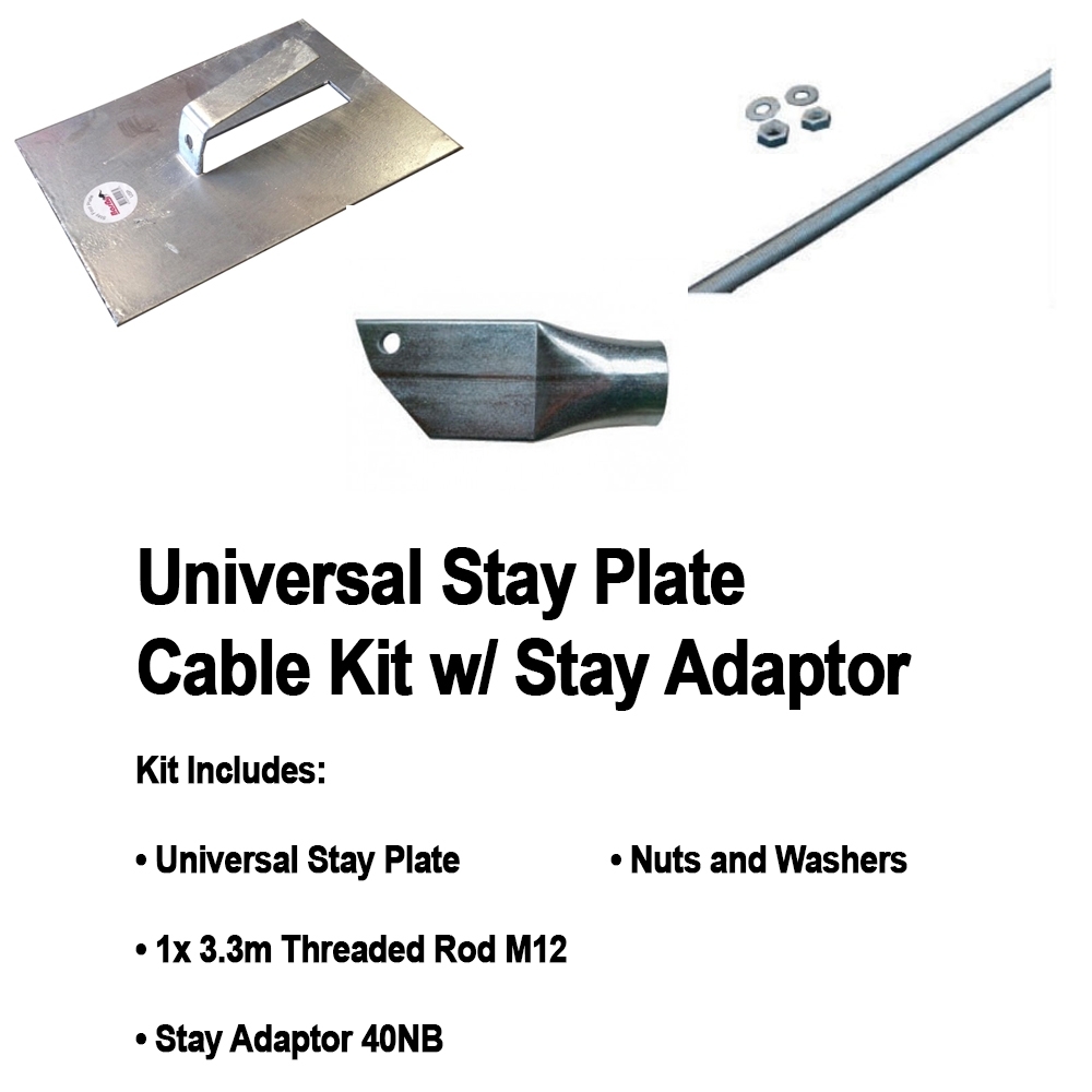 UNIVERSAL STAY JUMBO PLATE THREADED ROD KIT INCL STAY ADAPTOR 40NB