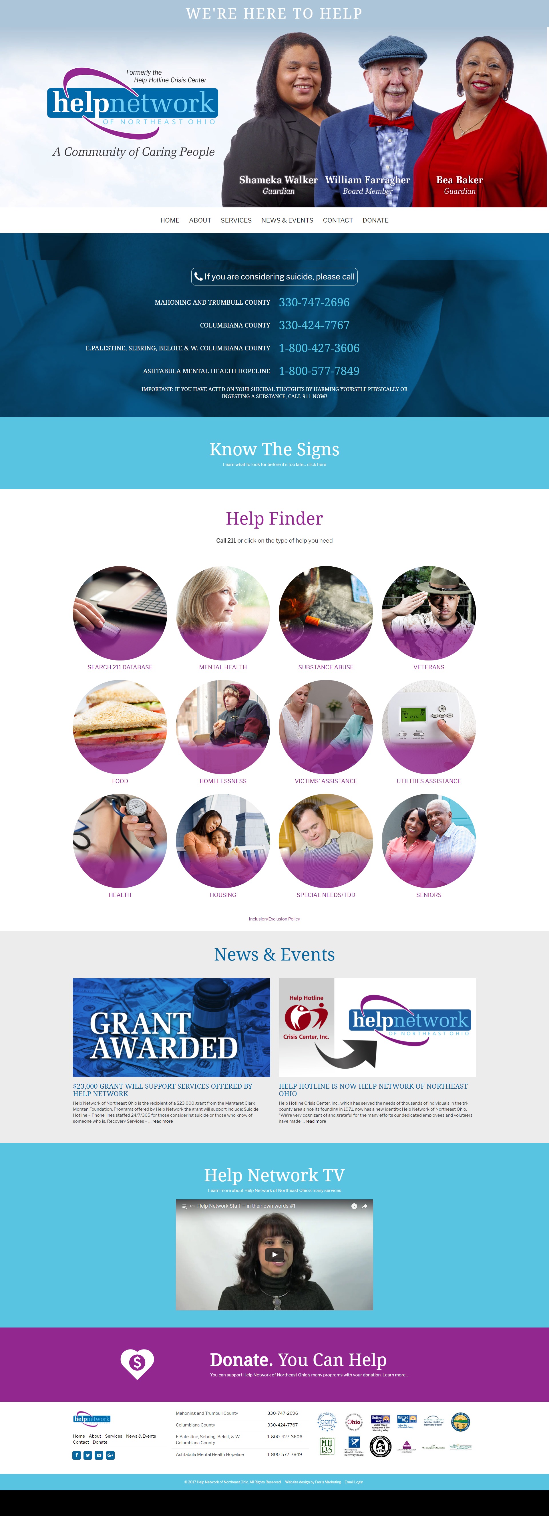 Help Network of Northeast Ohio Website Farris Marketing