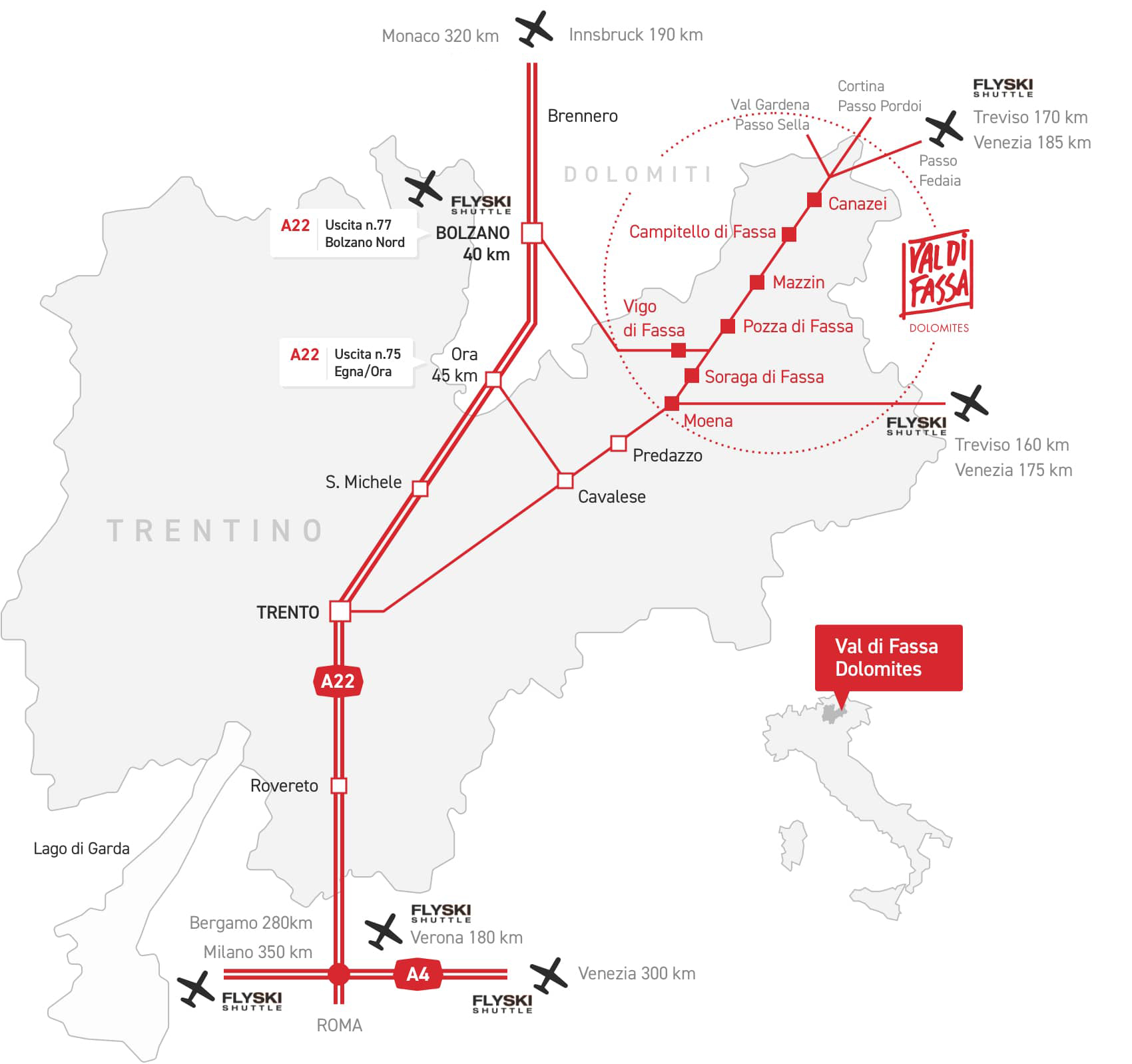 Come arrivare in val di Fassa Dolomiti Trentino