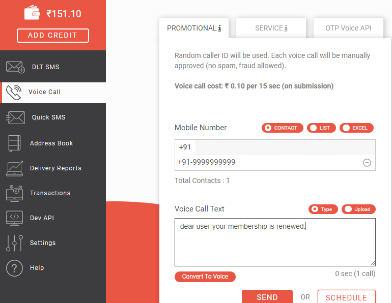 How to Send Bulk Voice Call