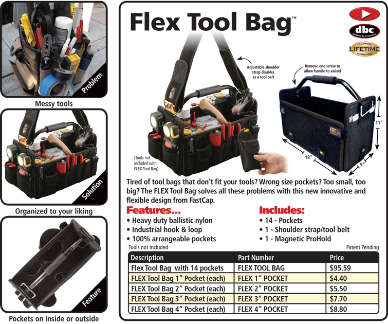 Flex Tool Bag 4'' Pocket FastCap